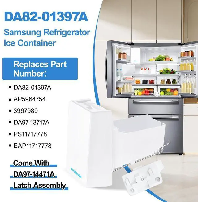Alt view image 3 of 7 - Upgraded RF24FSEDBSR RF23HSESBSR Ice Maker DA82-01397A Ice Bucket Compatible with Samsung Ice Maker Replacement DA97-13717A Refrigerator Ice Tray Ice Container Ice Bin PS11717778 Samsung Ice Bucket