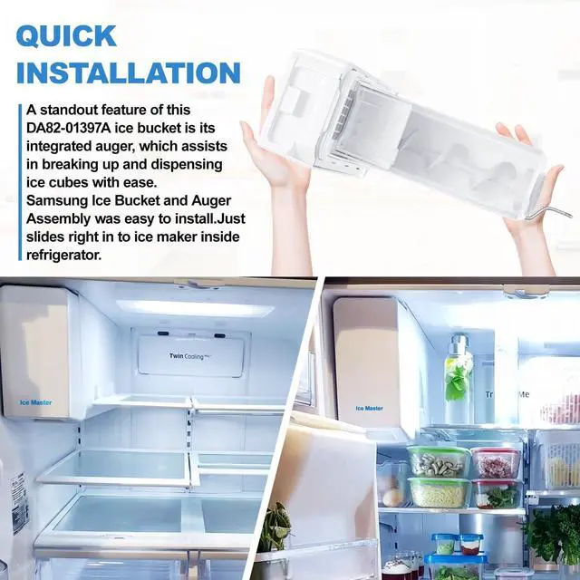 Alt view image 5 of 7 - Upgraded RF24FSEDBSR RF23HSESBSR Ice Maker DA82-01397A Ice Bucket Compatible with Samsung Ice Maker Replacement DA97-13717A Refrigerator Ice Tray Ice Container Ice Bin PS11717778 Samsung Ice Bucket