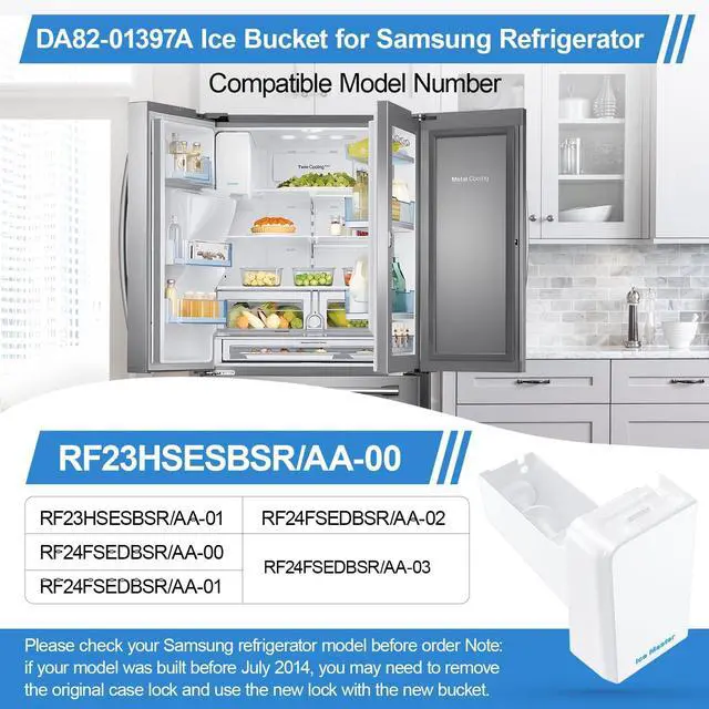 Alt view image 4 of 7 - Upgraded RF24FSEDBSR RF23HSESBSR Ice Maker DA82-01397A Ice Bucket Compatible with Samsung Ice Maker Replacement DA97-13717A Refrigerator Ice Tray Ice Container Ice Bin PS11717778 Samsung Ice Bucket