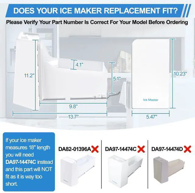 Alt view image 6 of 7 - Upgraded RF24FSEDBSR RF23HSESBSR Ice Maker DA82-01397A Ice Bucket Compatible with Samsung Ice Maker Replacement DA97-13717A Refrigerator Ice Tray Ice Container Ice Bin PS11717778 Samsung Ice Bucket
