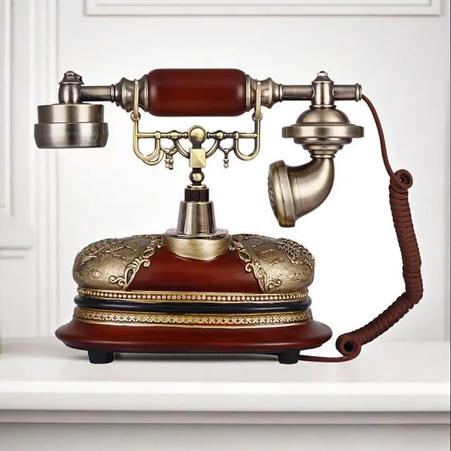 Alt view image 5 of 7 - Retro Vintage Antique Style Rotary Dial Button Desk Telephone Phone Home Living Room Decor