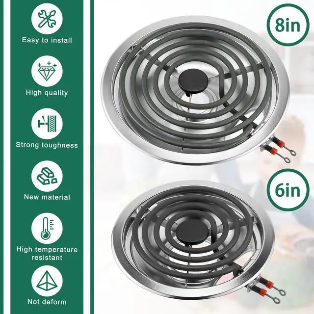Alt view image 7 of 7 - Silver Burner Drip Pans and Stove Burners and Surface Element Receptacle | Pans W10196405(8) W10196406(6)+Burners MP15YA(6") MP21YA(8")+330031 Receptacle Compatible for Whirlpool Kenmor by