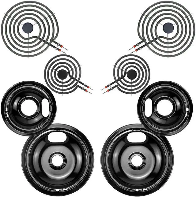 Main image of Electric Stove Drip Pans and Electric Stove Burner by | Pans W10290353(6") W10290350(8")+Burner MP15YA(6") MP21YA(8") Compatible for Whirlpool Kenmore