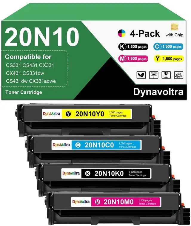 Main image of 20N10 CS331 Toner Cartridges 4-Pack 20N10K0 20N10C0 20N10M0 20N10Y0 Toner Compatible for Lexmark CX331 CS431 Toner Cartridges for CX331 CX431 CS331dw CX331adwe CS431dw CX431adw Printers