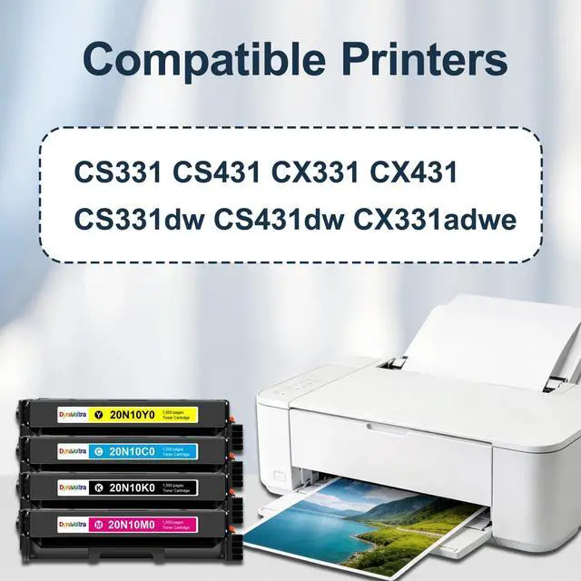 Alt view image 2 of 6 - 20N10 CS331 Toner Cartridges 4-Pack 20N10K0 20N10C0 20N10M0 20N10Y0 Toner Compatible for Lexmark CX331 CS431 Toner Cartridges for CX331 CX431 CS331dw CX331adwe CS431dw CX431adw Printers