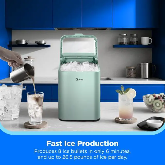 Alt view image 2 of 7 - 26lbs Countertop Bullet Ice Maker, Self-Cleaning, with Ice Scoop | 8 Ice Bullets Ready in 6 Minutes, for Home/Office/RV