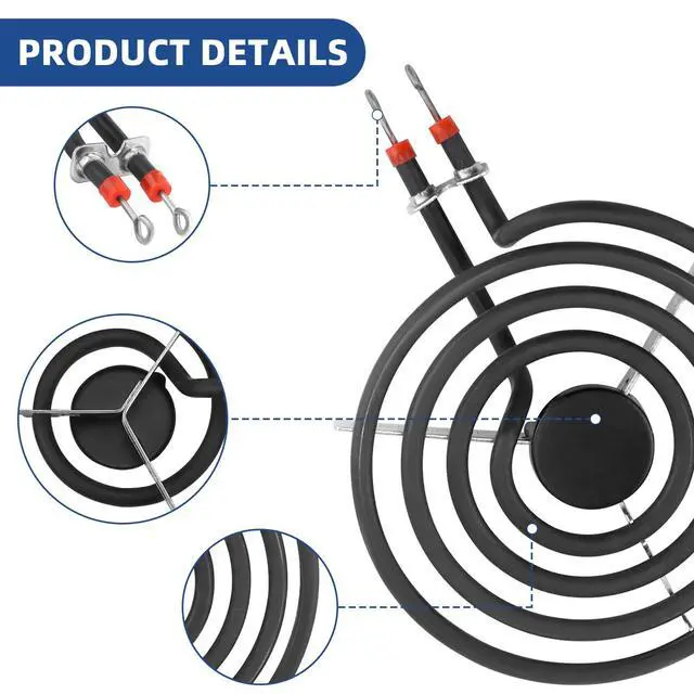 Alt view image 5 of 7 - Silver Electric Stove Burner Drip Pans and Stove Burner by | Pans W10196405(8) W10196406(6)+Burner MP15YA(6") MP21YA(8") Compatible for Whirl-pool Ken-more May-tag Ama-na etc