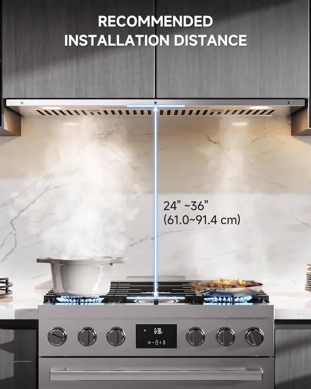 Alt view image 7 of 7 - 30 Inch Range Hood Insert 1000 CFM Built-in Kitchen Vent Hood Stainless Steel Ducted/Ductless Convertible, 3-Speed Touch Control with LED Lights and Baffle Filters for Kitchen Ventilation
