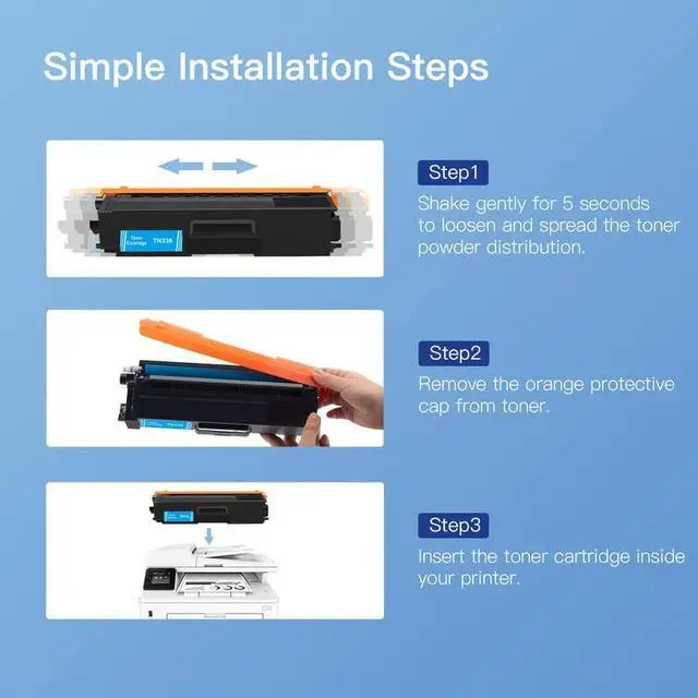 Alt view image 6 of 7 - Toner Cartridge Compatible for Brother TN336 TN-336 TN-331 TN331 to use with MFC-L8850CDW HL-L8350CDW MFC-L8600CDW HL-L8250CDN HL-L8350CDWT Printer (Black, Cyan, Magenta, Yellow)