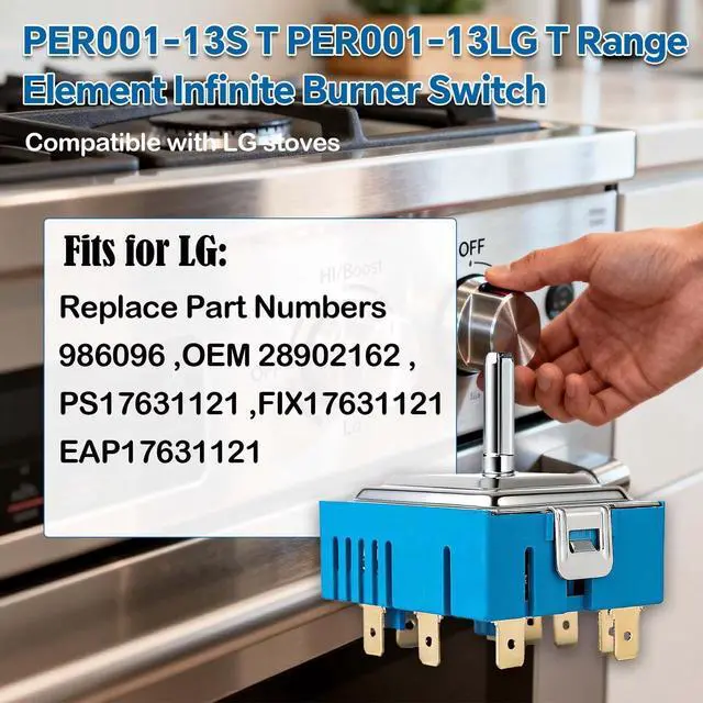 Alt view image 6 of 7 - PER001-13S T, PER001-13LG T OEM Range Switch Rotary Replacement for LG Electric Range EBF62174901, EBF62174906