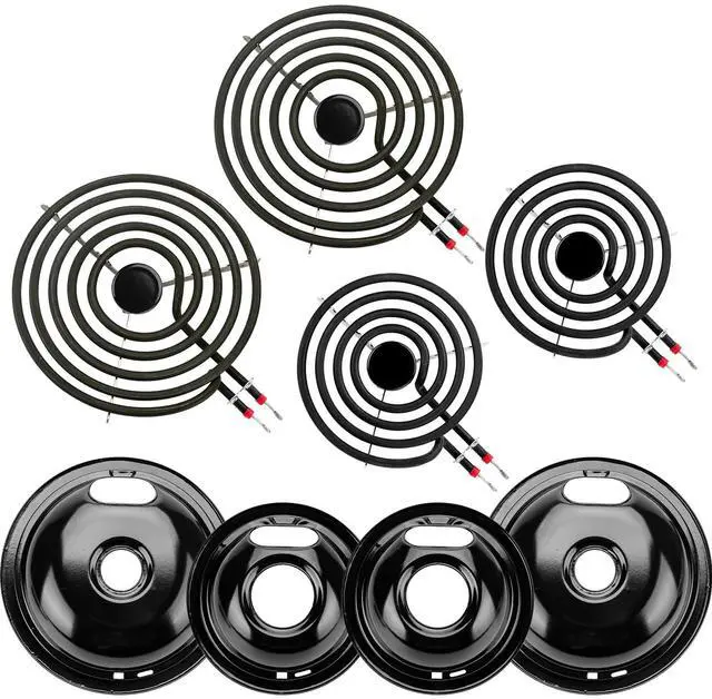 Main image of W10290350 W10290353 Porcelain Burner Drip Pan Bowls & MP22YA Electric Range Burner Element Unit Set by -Compatible with Whirl-pool Frigi-daire Ama-na Range Oven/Stove