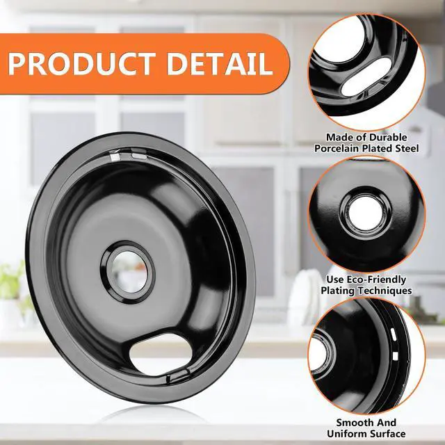Alt view image 2 of 7 - W10290350 W10290353 Porcelain Burner Drip Pan Bowls & MP22YA Electric Range Burner Element Unit Set by -Compatible with Whirl-pool Frigi-daire Ama-na Range Oven/Stove
