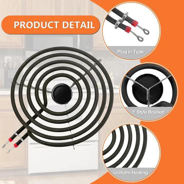 Alt view image 3 of 7 - W10290350 W10290353 Porcelain Burner Drip Pan Bowls & MP22YA Electric Range Burner Element Unit Set by -Compatible with Whirl-pool Frigi-daire Ama-na Range Oven/Stove