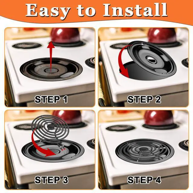 Alt view image 7 of 7 - W10290350 W10290353 Porcelain Burner Drip Pan Bowls & MP22YA Electric Range Burner Element Unit Set by -Compatible with Whirl-pool Frigi-daire Ama-na Range Oven/Stove