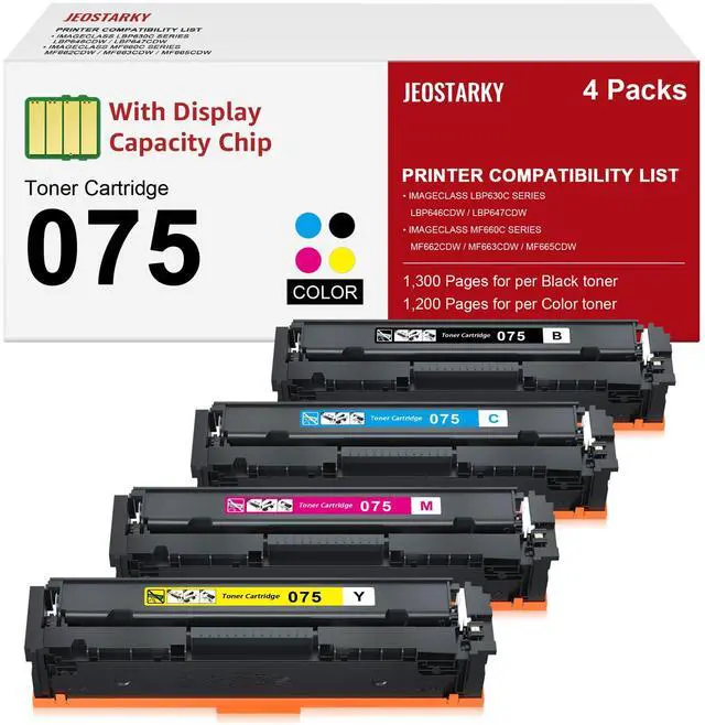 Main image of 075 075H Toner Cartridge Set MF665CDW MF663Cdw LBP646Cdw Compatible for Canon Color ImageCLASS MF660c MF662CDW LBP647Cdw LBP640c MF660 LBP640 Printer 4 Pack (Black Cyan Yellow Magenta)