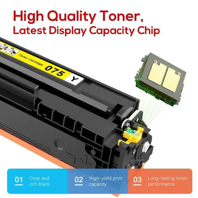 Alt view image 3 of 7 - 075 075H Toner Cartridge Set MF665CDW MF663Cdw LBP646Cdw Compatible for Canon Color ImageCLASS MF660c MF662CDW LBP647Cdw LBP640c MF660 LBP640 Printer 4 Pack (Black Cyan Yellow Magenta)