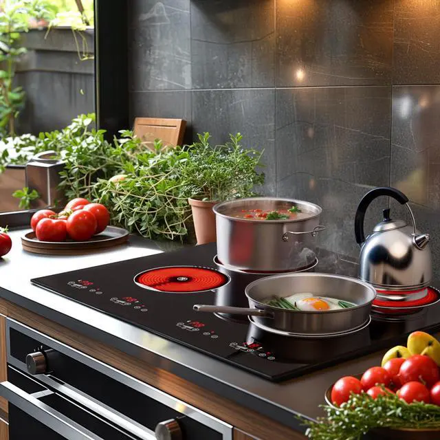Alt view image 5 of 6 - Electric Cooktop, 4 Burner Electric Stove Top 24 Inch Built-in | 6000W Ceramic Cooktop with Timer, Kid Safety Lock and Knob Control, 9 Heating Level,220v(no plug) (4 burners)