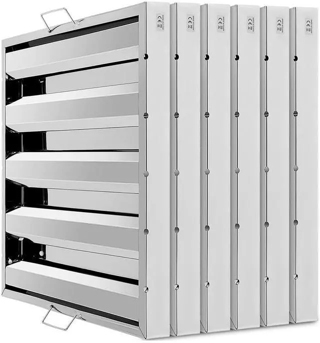 Main image of Hood Filters 430 Stainless Steel 19.5W x 19.5H Inch, 4 Grooves Commercial Hood Filters, Commercial Kitchen Range Hood Filter for Grease Rated Commercial Kitchen Exhaust Hoods, 6 Pack
