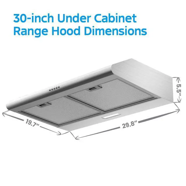 Alt view image 2 of 7 - Range Hood 30 Inch Under Cabinet 450 CFM Ducted/Ductless Convertible