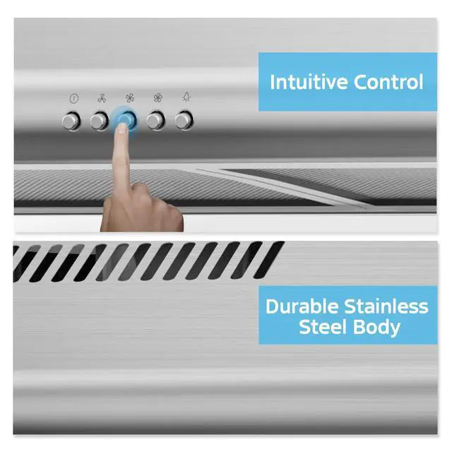 Alt view image 4 of 7 - Range Hood 30 Inch Under Cabinet 450 CFM Ducted/Ductless Convertible