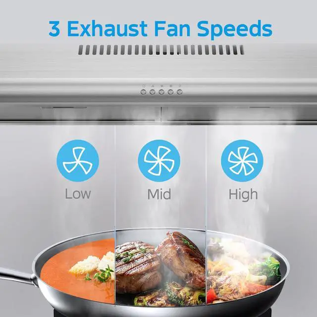 Alt view image 7 of 7 - 30 Inch Under Cabinet Range Hood, 3-Speed Ductless/Ducted Convertible