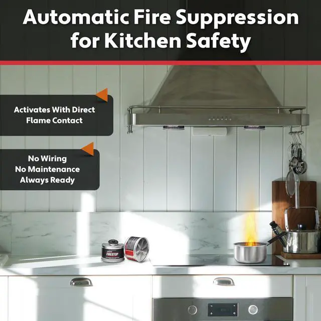 Alt view image 5 of 7 - Rangehood® Fire Suppressor Automatic StoveTop Fire Suppressor for Residential Kitchen Safety Easy to Install, Direct Flame-Activated, Non-Toxic Fire Suppression System (1 Pair)