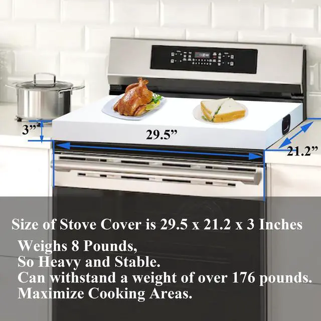 Alt view image 3 of 7 - Stainless Steel Stove Top Cover Noodle Board for Burner Stovetop Cooktop, Kitchen Organizer Expanding Kitchen Space, Easy to Clean, Large Size 29.5 x 21.2 x 3 Inches, White