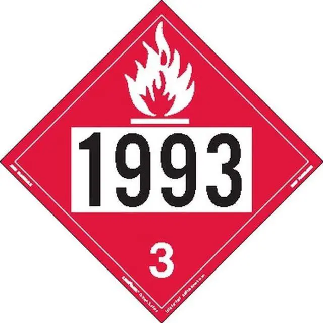 Main image of Z-IDF UN 1993 Flammable Liquid Hazmat Placard, Permanent Vinyl (Pack of 25) | Permanent Vinyl Adhesive For Outdoor Fleet Marking, Moisture Resistance, Trucks, Trailers And Containers