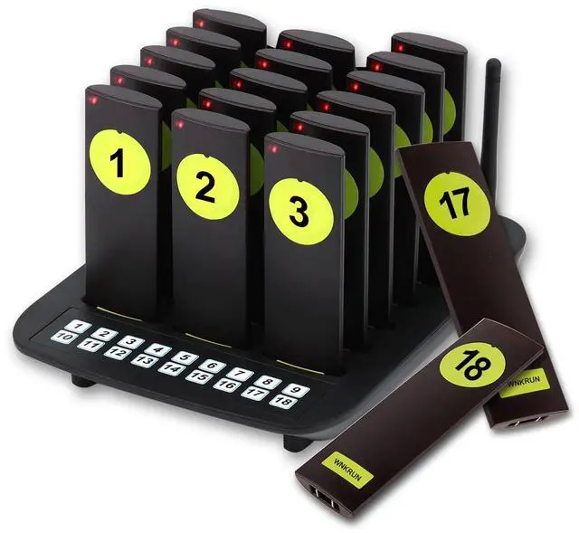 Main image of Long Range Wireless Restaurant Pager System,2000Ft Coverage with Vibration & Flashing Alert, Ideal for Food Trucks, Cafes, and Hospitals 18 Pagers