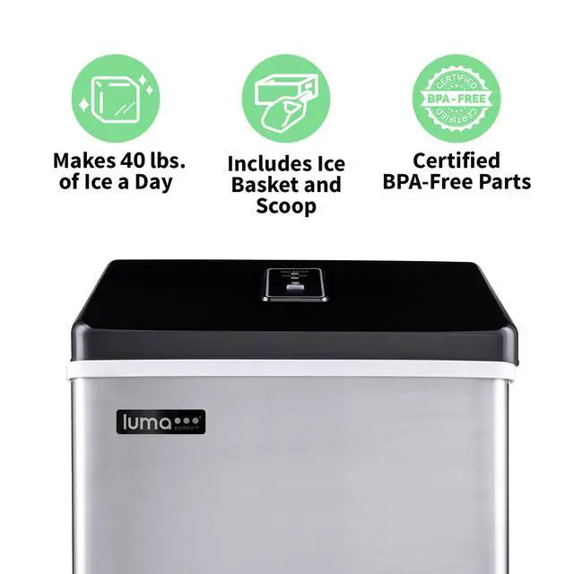 Alt view image 2 of 7 - Clear Ice Cube Maker Machine | First Cubes in 15 Minutes, 40 lbs. of Ice in 24 Hours | Countertop Portable Design in Stainless Steel