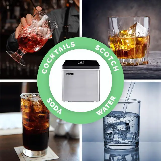 Alt view image 5 of 7 - Clear Ice Cube Maker Machine | First Cubes in 15 Minutes, 40 lbs. of Ice in 24 Hours | Countertop Portable Design in Stainless Steel