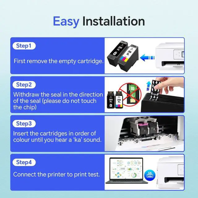 Alt view image 6 of 7 - 285XL 286XL Remanufactured Ink Cartridges Replacement for Canon 285 286 PG-285XL CL-286XL Ink Cartridges for Pixma TR7820, TS7720, TS7722 Inkjet Printer (Black and Color Combo Pack)