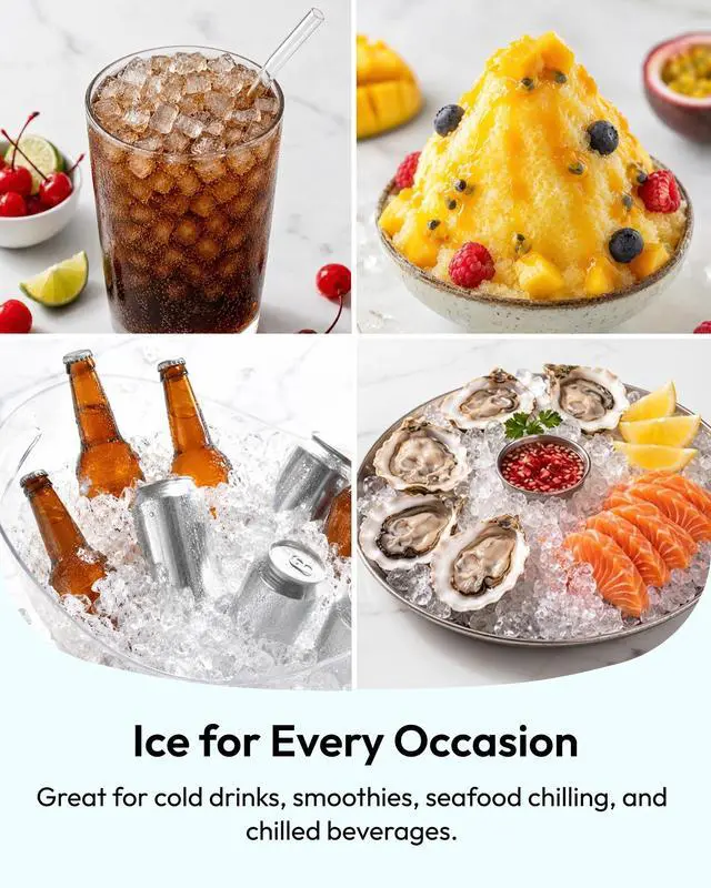 Alt view image 5 of 7 - Countertop Nugget Ice Maker, 35lbs Daily Sonic Crushed Ice Machine | Ice Ready in 5 Mins, Dual-Pump Self-Cleaning, Detachable Lid, Pebble Ice Maker with Basket, Scoop, 4 Packs Cleaner, Grey