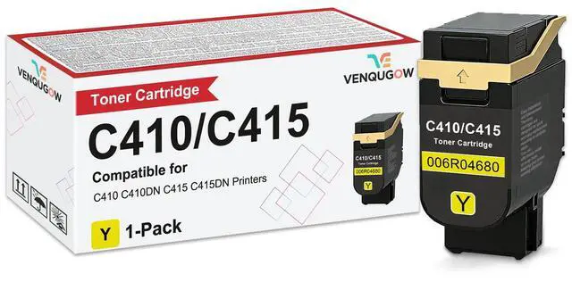 Main image of C410 Toner Cartridge Compatible for Xerox 006R04680 Yellow Toner Cartridges Compatible for Xerox Genuine C410 C410DN C415 C415DN Printers Standard Capacity 2,000 Pages 1-Pack