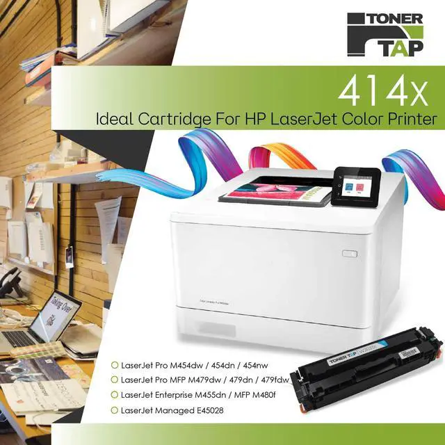 Alt view image 2 of 7 - TonerTap 414X Toner Cartridges 4-Pack for HP Printers, High-Yield Replacement for 414A Toner Cartridges, Compatible with MFP M479fdw, M454dw M454dn M480f M455dn