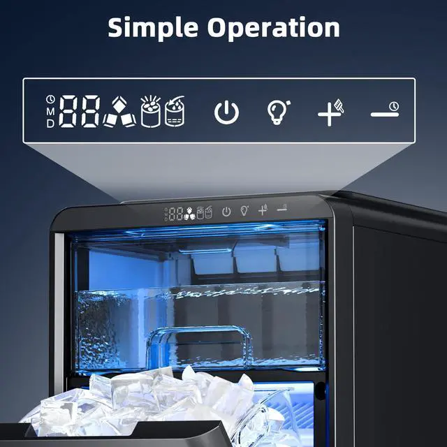 Alt view image 3 of 7 - Crescent Ice Maker, Slow-Melting Countertop Ice Maker, 27 Lbs/24H, 16Pcs in 15Mins, Self-Cleaning,24-Hour Timer, for Home/Kitchen/Office/Party