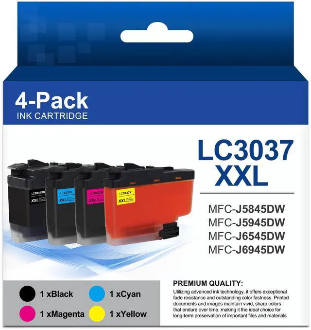 Main image of LC3037 BK/C/M/Y Ink Cartridges 4 Pack Compatible for Brother LC3037 XXL | LC3037BK, LC3037C, LC3037M, LC3037Y Ink Cartridge Set for MFC-J5845DW MFC-J5945DW MFC-J6545DW MFC-J6945DW Printer - LC3037