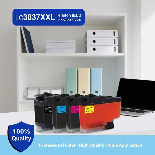 Alt view image 4 of 7 - LC3037 BK/C/M/Y Ink Cartridges 4 Pack Compatible for Brother LC3037 XXL | LC3037BK, LC3037C, LC3037M, LC3037Y Ink Cartridge Set for MFC-J5845DW MFC-J5945DW MFC-J6545DW MFC-J6945DW Printer - LC3037