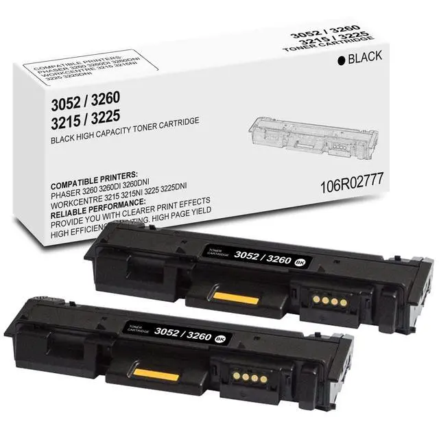 Main image of Phaser 3260 / Workcentre 3225 Black High Capacity Toner Cartridge Compatible for Xerox 106R02777 Toner for Xerox Phaser 3260 3260DI 3260DNI WorkCentre 3215 3215NI 3225 3225DNI Printer, (2 Pack)