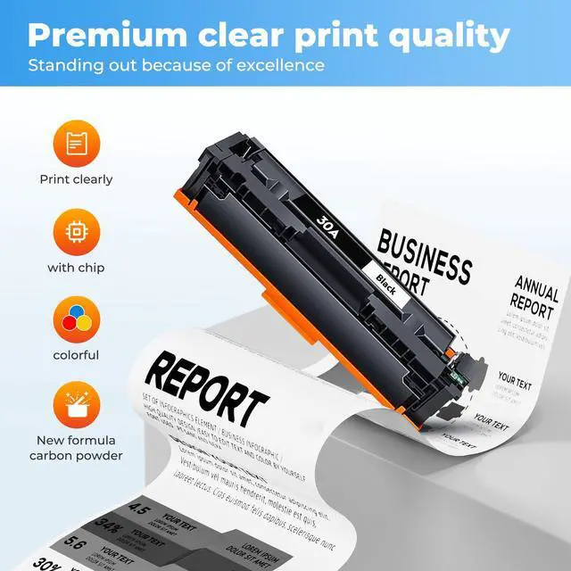 Alt view image 4 of 7 - 30A Toner Cartridges Black for HP 30A 30X CF230A CF230X Printer Laser Jet Pro M227fdn M203dw Toner Cartridge Laser Jet Pro MFP M227fdn M227fdw M227sdn M227d Pro M203dw M203d M203dn HP30A Toner 2 Pack