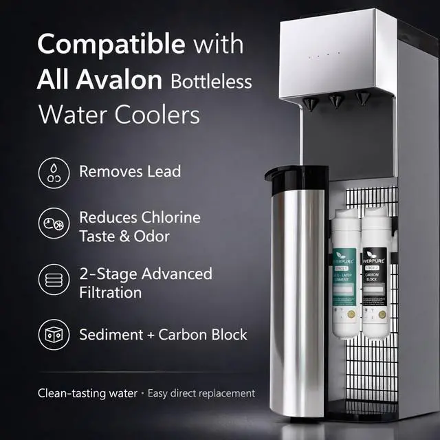Alt view image 2 of 7 - Two-Stage Replacement Filter Compatible with Avalon Coolers 1500 Gallon Capacity, Reduces Lead, Chlorine Taste & Odor, Third-Party Tested