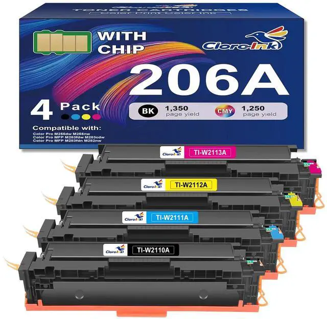 Main image of 206A Toner Cartridges 4 Pack High Yield Replacement for HP 206A W2110A 206X W2110X Compatible with Color Laser Jet Pro MFP M255dw M283fdw M283cdw M255nw Printer (B/C/Y/M Color)