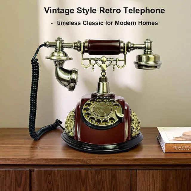 Alt view image 2 of 7 - Retro Phone, Corded Landline Phone, Decorative Vintage Telephone, Classic Antique Old Fashion Telephones for Home & Office Decor Gift
