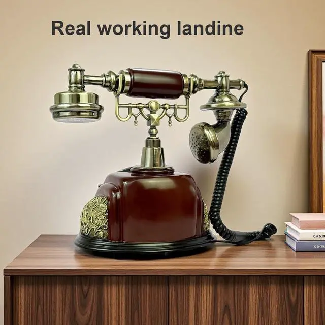 Alt view image 3 of 7 - Retro Phone, Corded Landline Phone, Decorative Vintage Telephone, Classic Antique Old Fashion Telephones for Home & Office Decor Gift