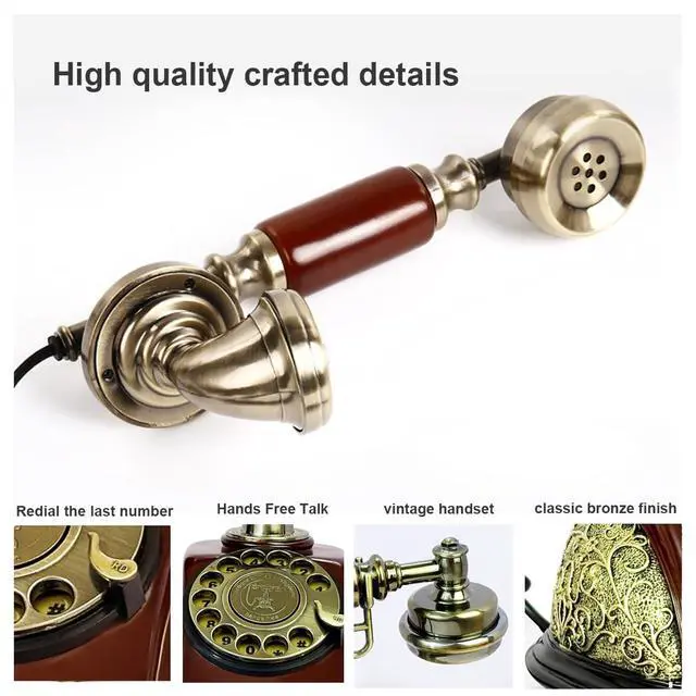 Alt view image 6 of 7 - Retro Phone, Corded Landline Phone, Decorative Vintage Telephone, Classic Antique Old Fashion Telephones for Home & Office Decor Gift