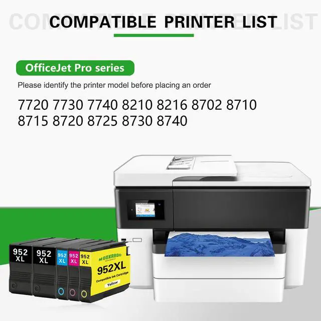 Alt view image 2 of 7 - 952XL Ink Cartridges High Yield Replacement for HP 952 952XL Ink Cartridge | Work with OfficeJet Pro 7740 8210 8702 8710 8715 8720 Printer (4-Pack, 2Black/1Cyan/1Magenta/1Yellow)