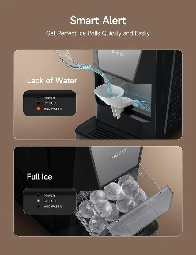 Alt view image 6 of 7 - B1 2" Clear Ice Ball Maker, Countertop, 40 Pcs/Day Self-Cleaning | Makes 2 big crystal sphere ice balls in 60 mins, with ice tong, round ice cube machine ideal for cocktails and whiskey