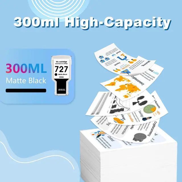 Alt view image 3 of 6 - 727 Ink Cartridges Matte Black 300ML High Yield Compatiblet for HP Ink 727 hp 727XL Ink Work for DesignJet T930 T2530 T1530 T2500 T920 T1500 Printer,1 Pack