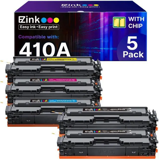 Main image of Compatible 410A Toner Cartridge Replacement for HP 410A 410X 410 CF410A CF411A CF412A CF413A Color LaserJet Pro MFP M477fnw M477fdw M477fdn M452dn M452nw M477 Printer (5 Pack)
