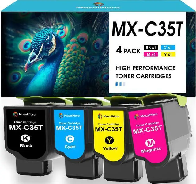 Main image of High Capacity MX-C35T MX-C35TB MX-C35TC MX-C35TY MX-C35TM Compatible Toner Cartridges Replacement for Sharp MX-C357F MX-C407P MXC357F MXC407P Printers (Black Cyan Yellow Magenta, 4-Pack)